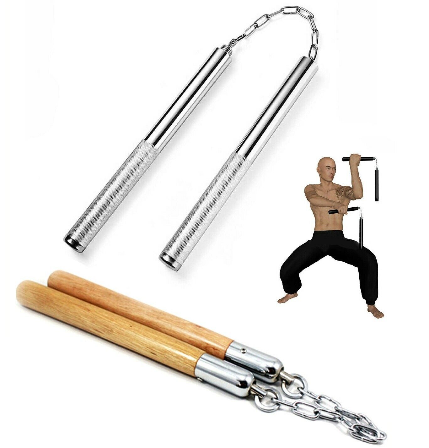 Nunchaku Chaine Bois Art Martiaux Kung Fu