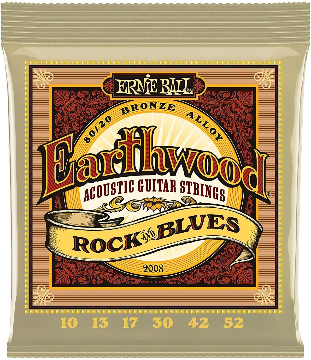 Jeu de 6 Cordes de Guitare Acoustique Ernie Ball Earthwood Rock And Blues