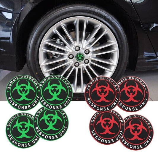 Lot de 4 Sticker Centre de Roue Moyeu Wheel cap Voiture Zombie Outbreak D 56mm