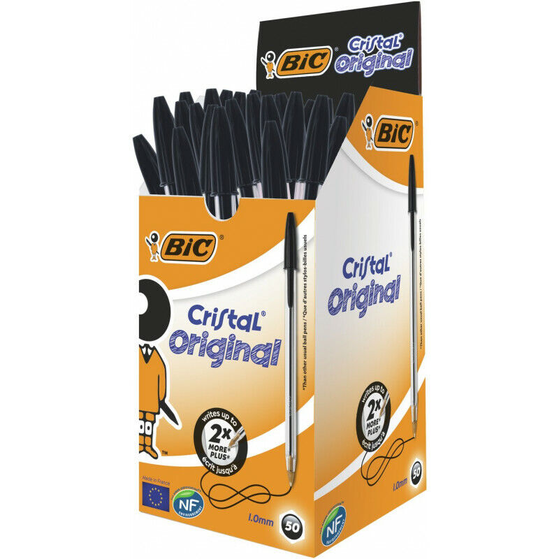 Boite de 50 Stylo bille Bic crystal noir