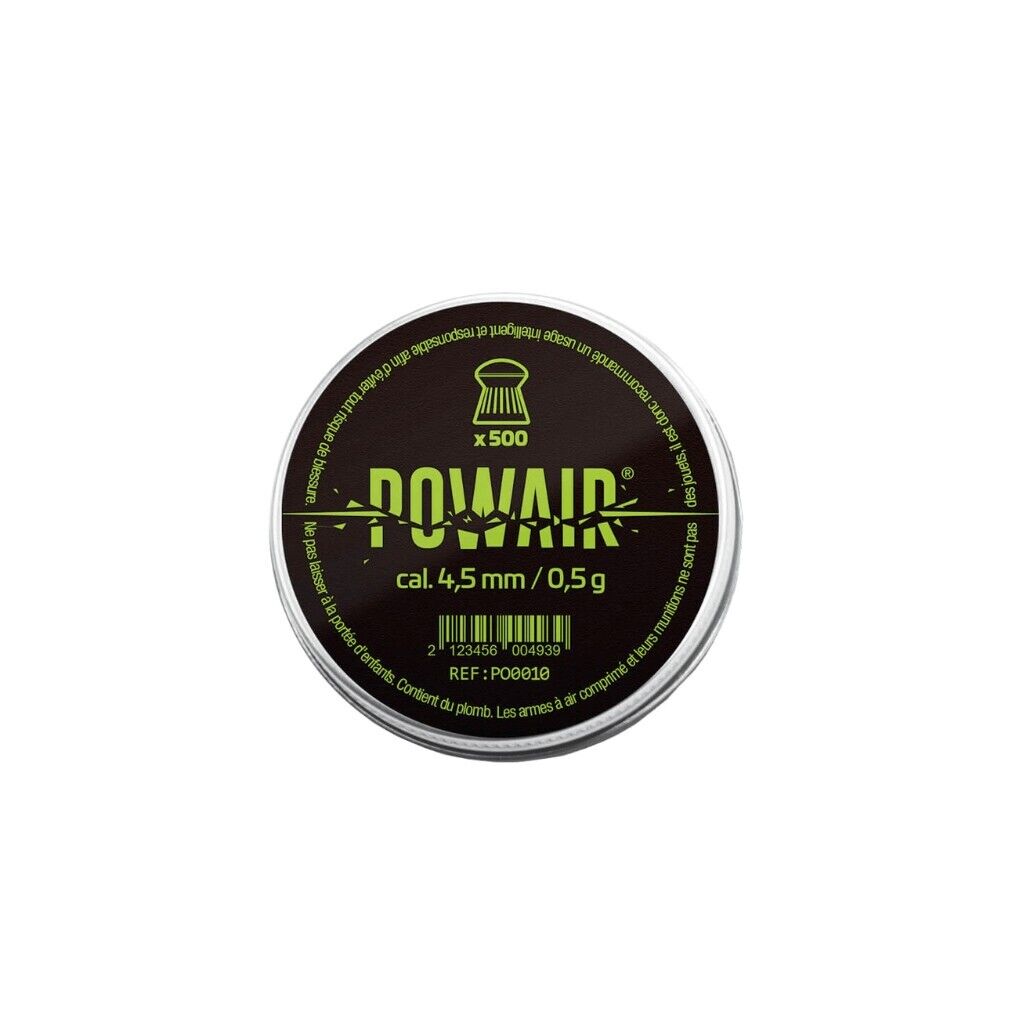 BOÎTE DE 500 PLOMBS RONDS POWAIR - CALIBRE 4.5MM