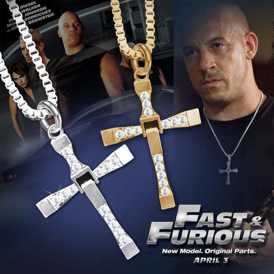 Croix Pendentif Avec Chaîne Fast And Furious Dominic Torreto Couleur Argent