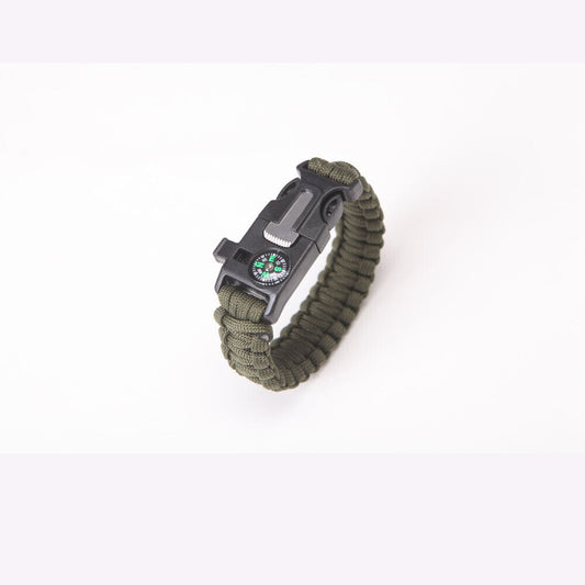 Bracelet Paracord Vert Camo Sifflet Boussole Survie Camping