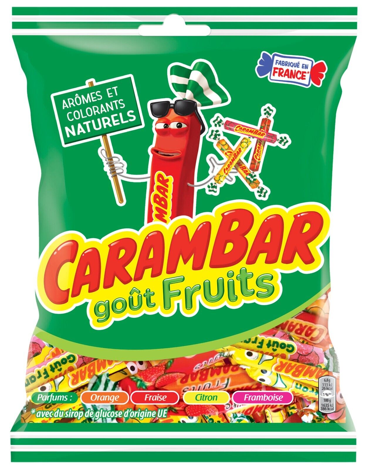 Lot de 4 x 130g Carambar Goût Fruits