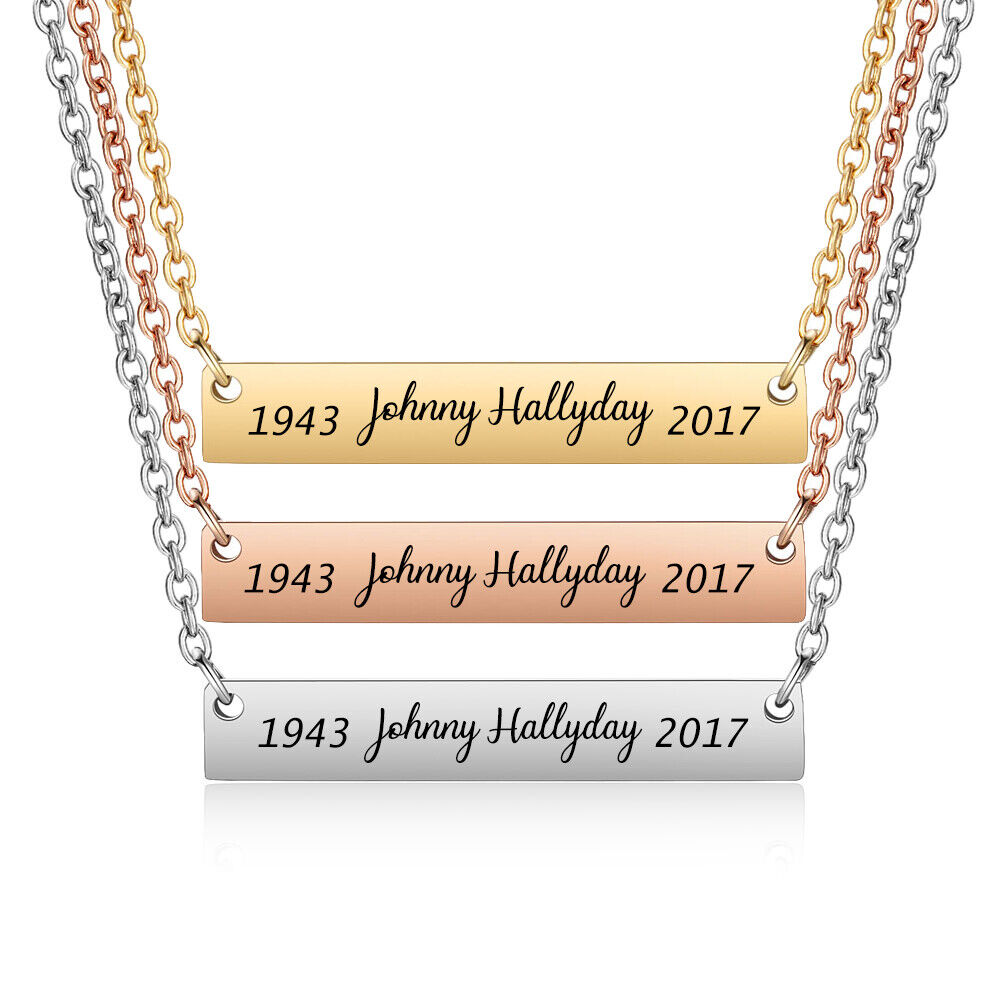 Collier Pendentif Johnny Hallyday Acier Couleur Argent Mort et Naissance