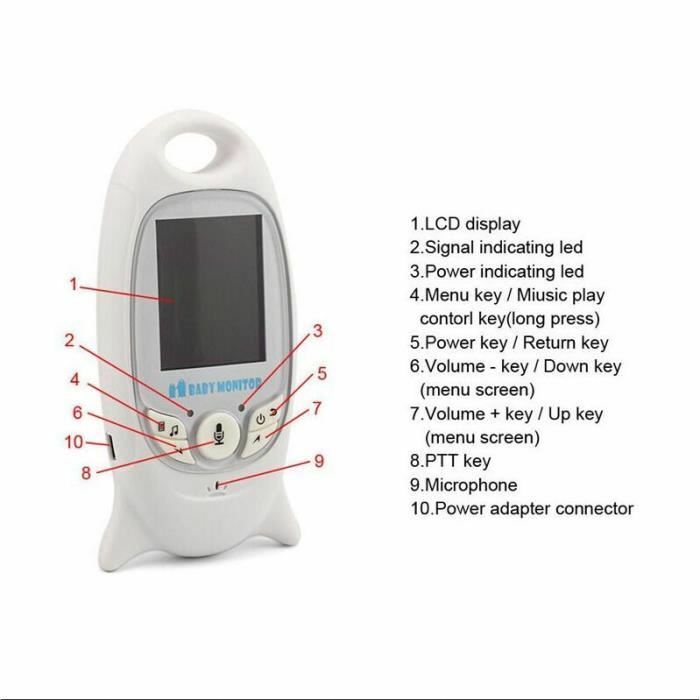 BabyPhone Ecoute Bébé Numérique Vidéo Sans fil Multifonctions 2,0 pouces