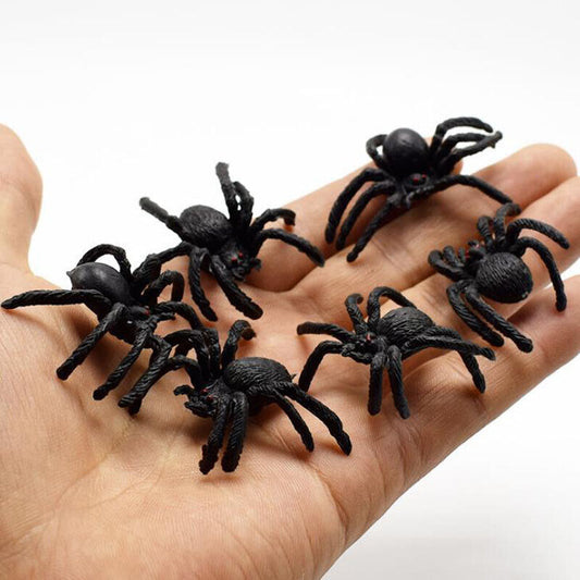 Lot de 10 Fausses Araignées 4.5cm PVC Halloween Farce Gag Prank