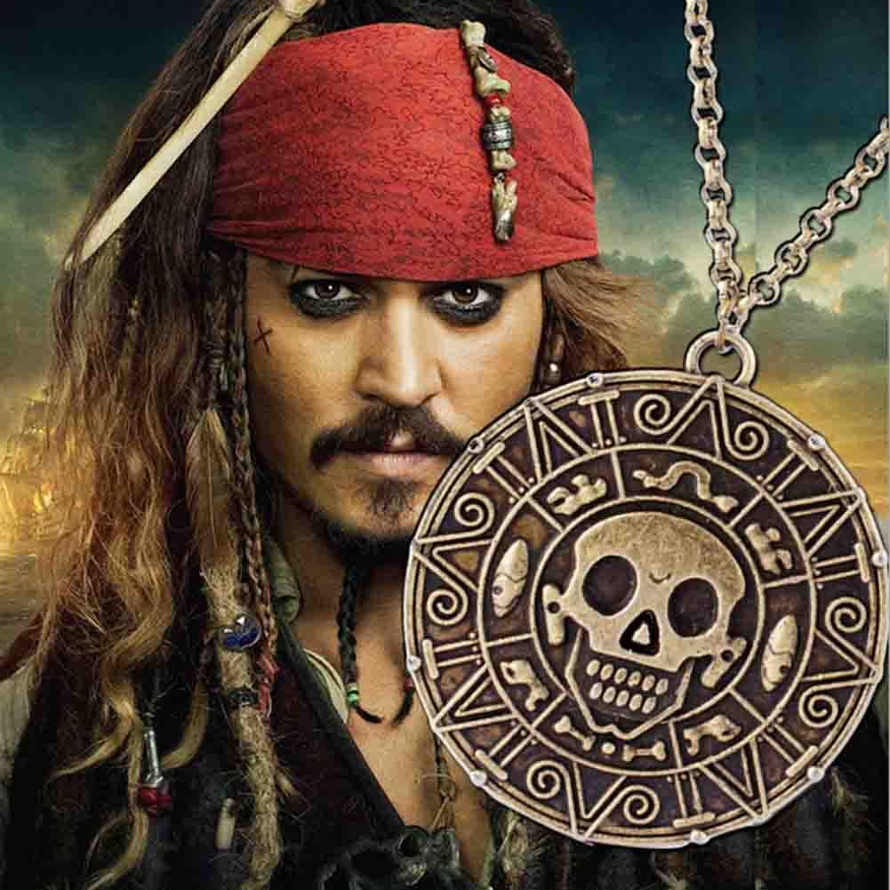 Pendentif Collier Médaillon Couleur Bronze Necklace Pirate des Caraïbes