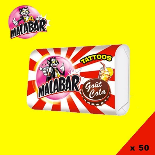 Lot de 50 Malabar Tattoos Goût Cola