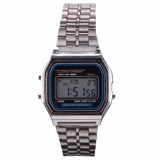 Montre Digitale Générique Retro en Acier Couleur Argent