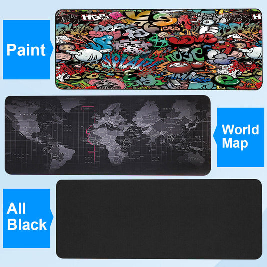 Grand Tapis de Souris Gaming XXL Carte Map Monde 250x300mm