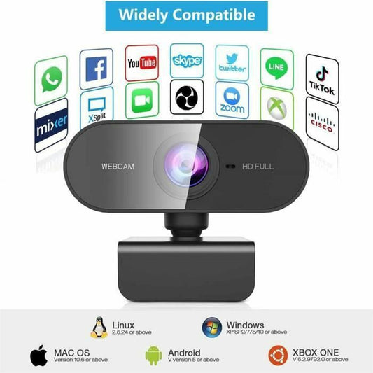 Webcam 1080P, Webcam PC pour Ordinateur de Bureau et Portable USB, Mini-camér