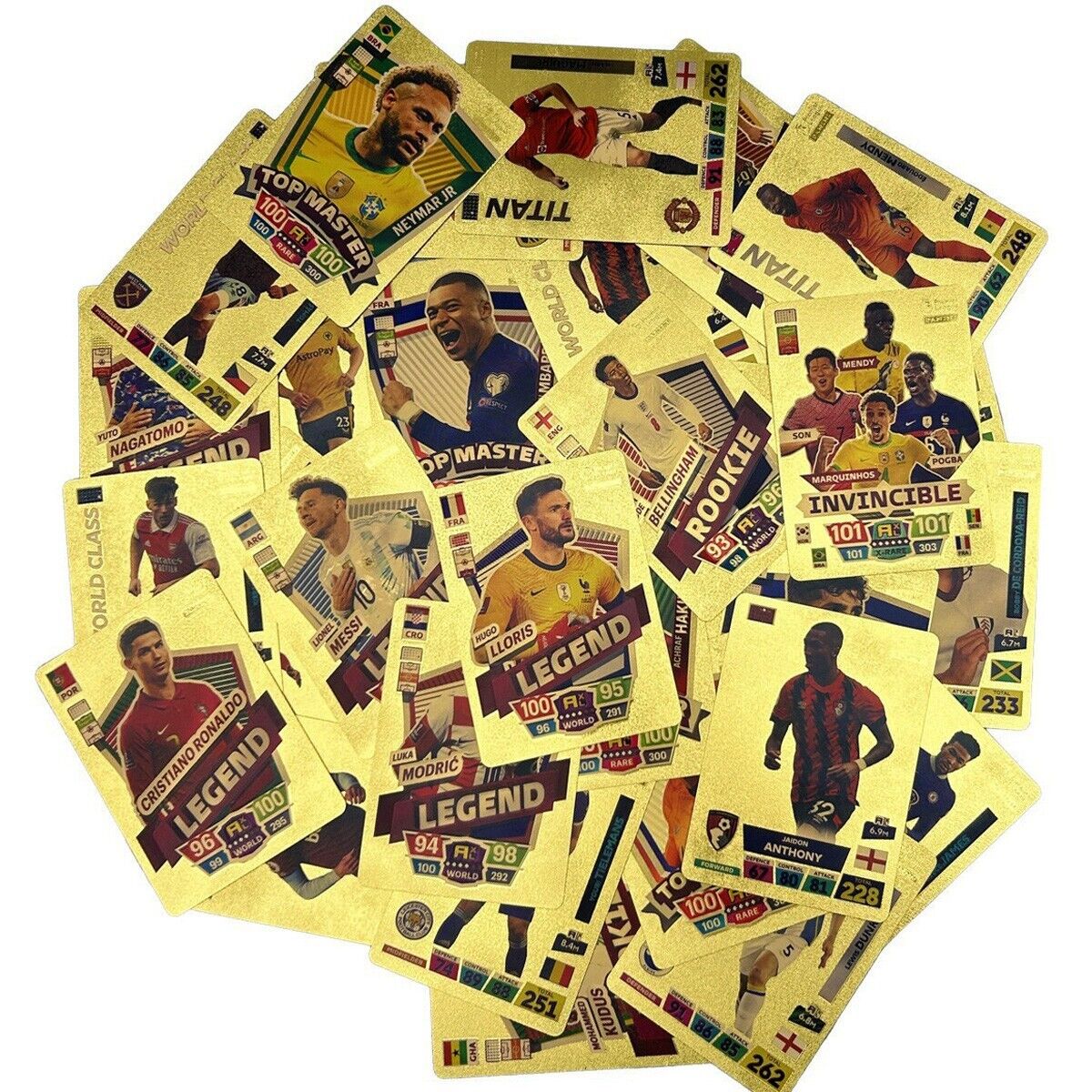 50 Cartes à collectionner Football Stars Ball Soccer Superstar Or Gold