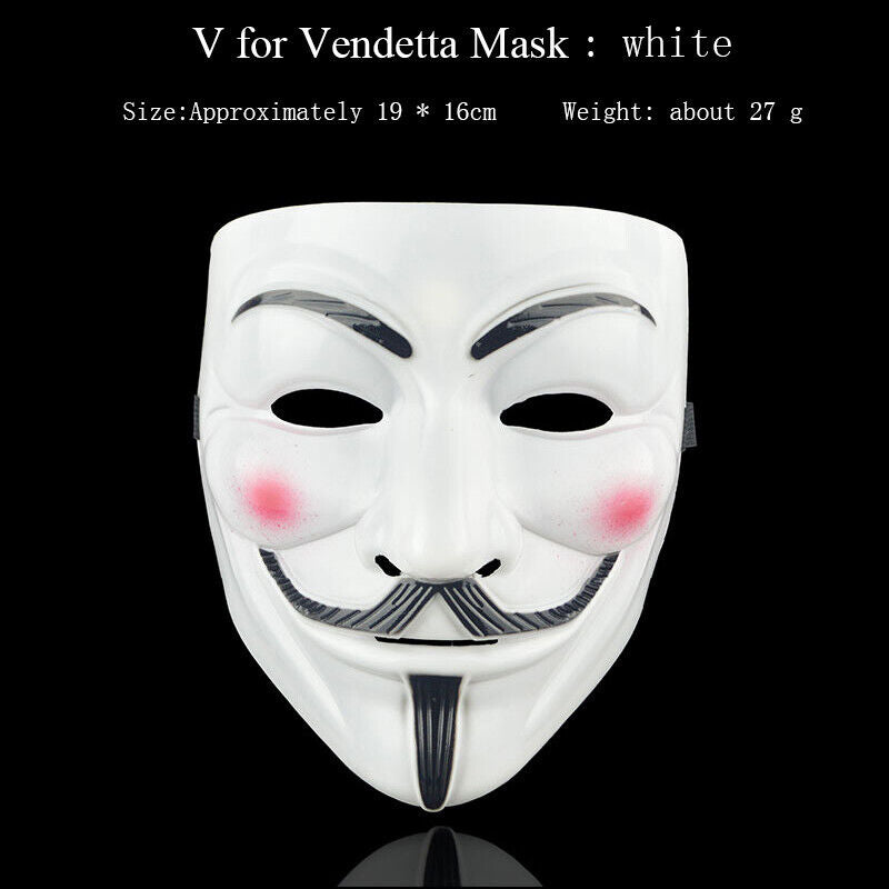 Masque de Film Cosplay V pour Vendetta Hacker Halloween Adulte 19x16cm 29g