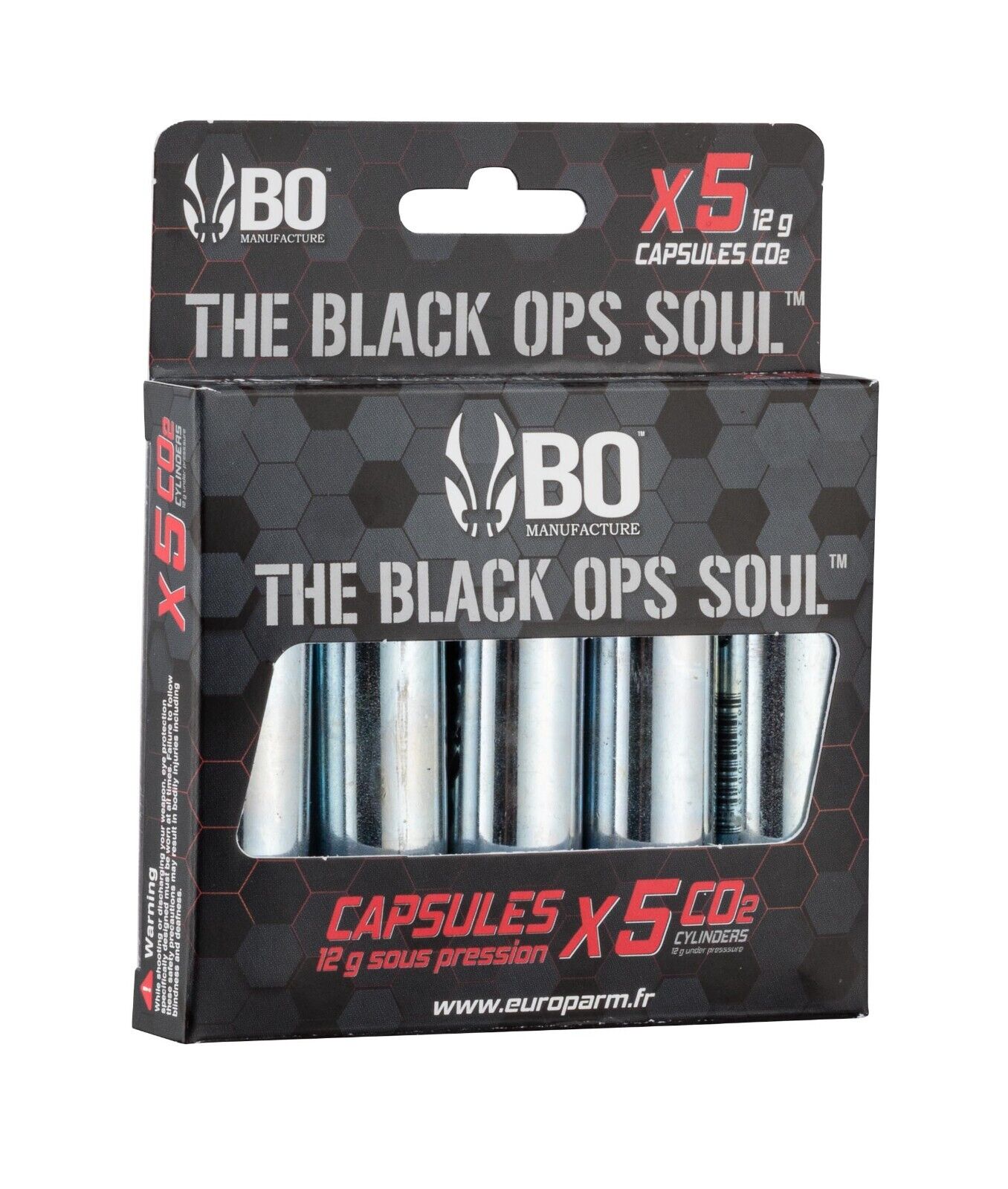 5 Cartouches SPARCLETTES 12 G DE CO2 BO The Black Ops Soul Airsoft/tir à plomb/d