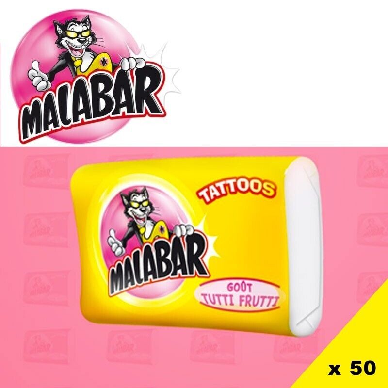 Lot de 50 Malabar Tattoos Goût Tutti Frutti