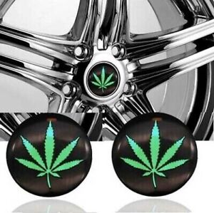 Lot de 4 Sticker Centre de Roue Moyeu Wheel cap Voiture Marijuana Diamètre 56mm