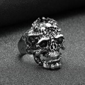 Bague Chevalière Crâne Knuckle Skull Ring taille 10