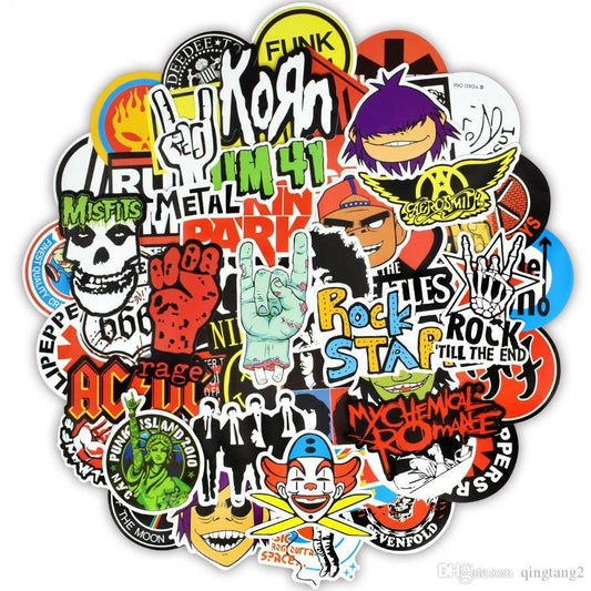 Lot de 100 Stickers Musique Rock Métal